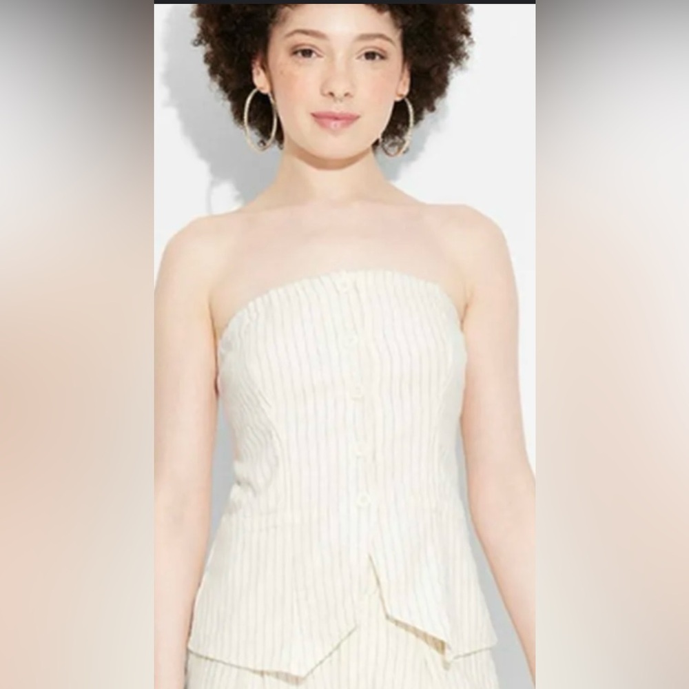 NWT Wild Fable Women's Pinstripe Suiting Tube Top, Size Medium Color